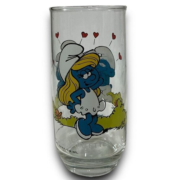 Vintage 1982 Hardees Smurfette Glass by Peyo LIC. By Wallace Berrie & Co., Inc. - Picture 10 of 10